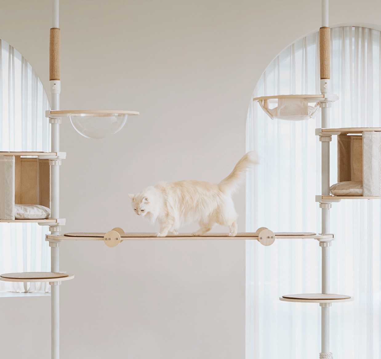 Bridge for two cat pole towers