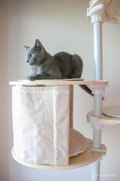 Cat resting on cat pole tower